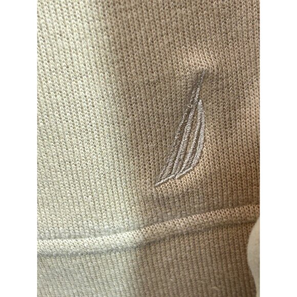 Nautica Men's Sweater Vtg Tan M  2-Button Cotton Shawl Collar Logo Long Sleeve - Picture 4 of 16